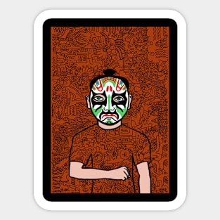 MaleMask NFT with ChineseEye Color and GreenSkin Color - Doodle Style Sticker